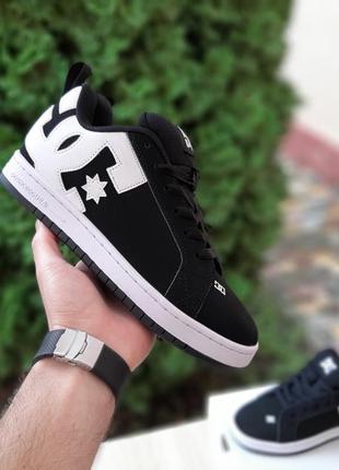Кросівки dc court graffik black/white skate shoes low-top