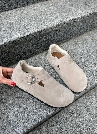 Замшевые клоги, на меху и без, 9923