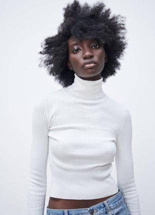Вкорочений светр гольф кофта zara у рубчик