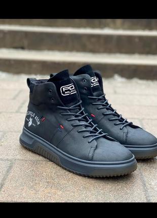 Зимові чоловічі шкіряні черевики, високі кеди на хутрі