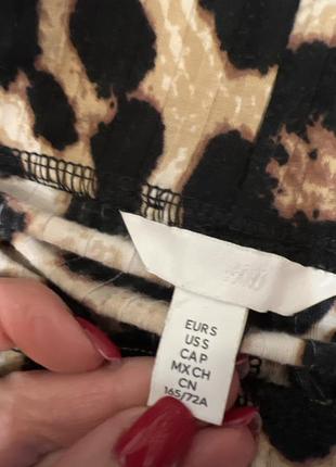 Брюки в рубчик h&m, бежевый/леопардовый принт6 фото