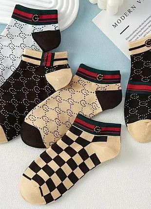 Набір короткі шкарпетки (37-41) 5 пар у французькому стилі з вінтажним малюнком