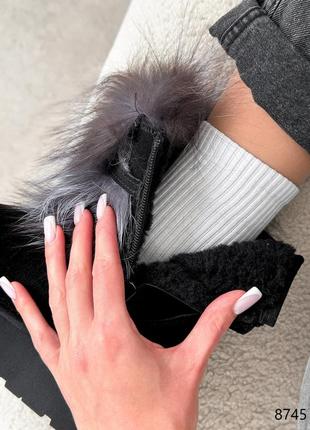 Угги женские ritta черные, натуральная замша зима