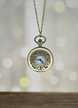 Кишеньковий годинник на ланцюжку "аліса у дивокраї" (кч0007)