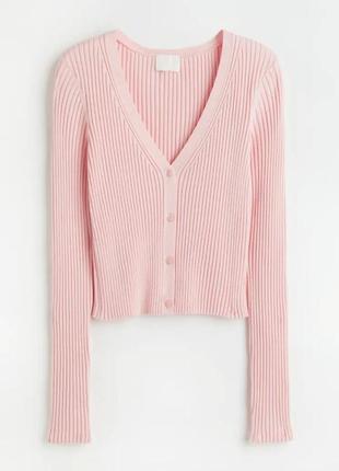 Рожевий кардиган в рубчик h&m