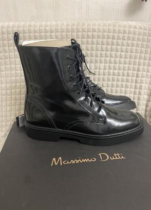 Шкіряні чорні жіночі демисезонні ботинки нові massimo dutti