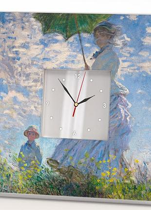 Годинник картина «жінка з парасолькою. художник клод моне» прикраса інтер'єру, декор будинку, спальн
