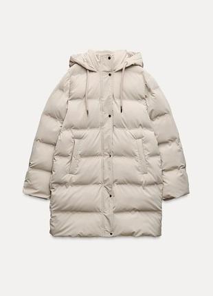 Вітронепроникна дута куртка-пуховик з капюшоном  zara
