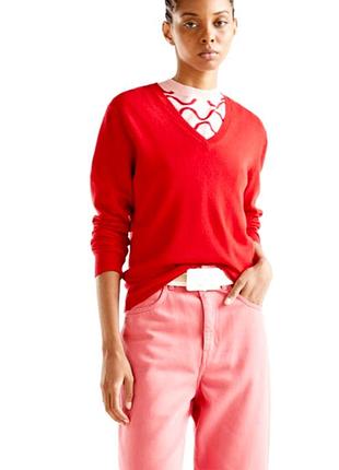 Шикарний светр з чистої мериносової вовни преміум якості з v-обричним вирізом