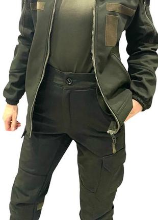Женская военная тактическая куртка олива, хаки софтшелл
