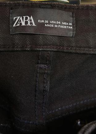 Укорочені чорні джинси кльош із необробленим краєм zara7 фото