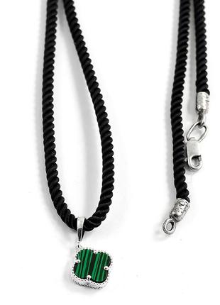 Кулон  клевер с малахитом 4