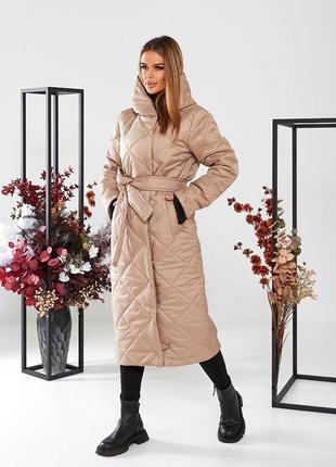 Пальто зимнее стеганое на синтепоне ❄️ куртка длинная зима теплая, курточка