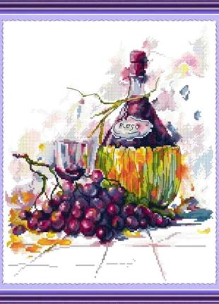 Набір для вишивання за нанесеною на канву схемою "wine 3".aida 14ct printed , 33*40 см