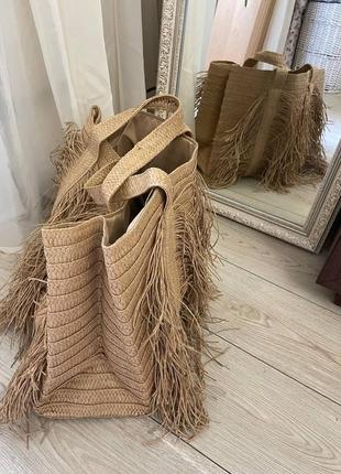 Большая новая соломенная сумка шоппер, пляжная стильная