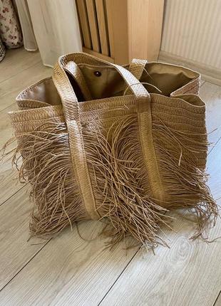 Большая новая соломенная сумка шоппер, пляжная стильная