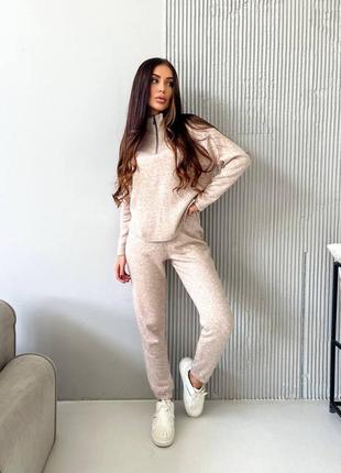 🌈5! шикарный ангоровый теплый костюм женский беж бежевый ангора