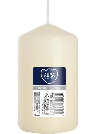 Свічка столова циліндр bispol aura candles sw60/100-011 молочний