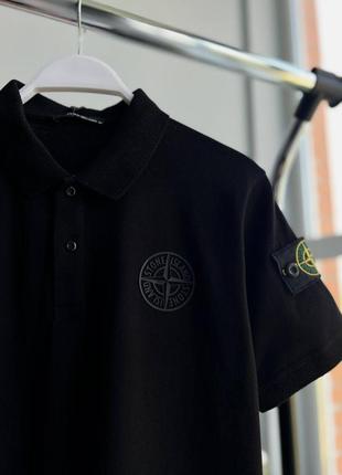 Мужская поло stone island на осень в черном цвете premium качества, стильная и удобная модель6 фото