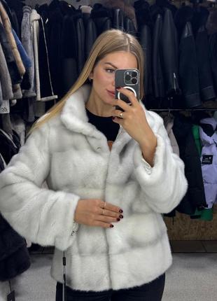 Шуба норкова шуба автоледі шуба світла шуба колотий лід шуба 65 см