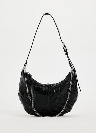❤️нова маленька чорна сумочка zara з металевим ремінцем