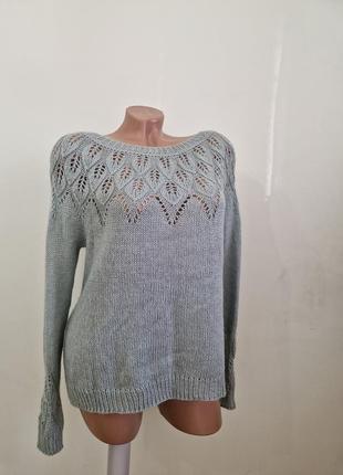 В'язаний светр/ джемпер листя з люрексом