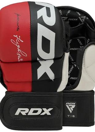 Перчатки для мма rdx t6 красные с капой - размер xl (обхват руки 24-25 см)