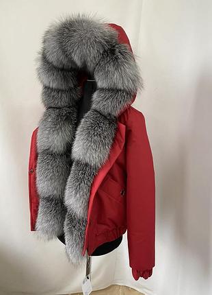 Женская зимняя куртка бомбер с натуральным мехом bluefrost,42-60