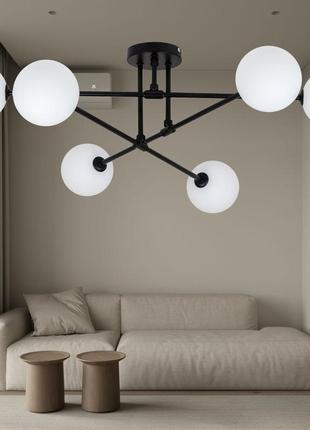Чёрная современная люстра на 6 ламп (52-x100f-6 bk+wh)