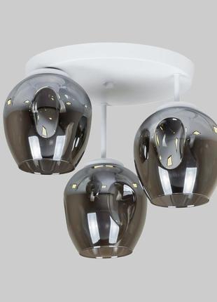 Біла стельова люстра з графітовими молекулами на 3 лампи (56-hpr0231f-3 wh+bk 300)