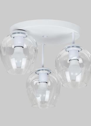 Біла стельова люстра з прозорими молекулами на 3 лампи (56-hpr0231f-3 wh+cl 300)