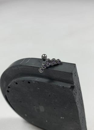 Пірсинг лабрет із фіолетовим камінням