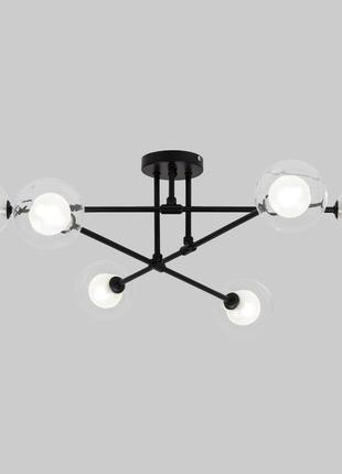 Чёрная современная люстра на 6 ламп (52-x100f-6 bk+clwh)