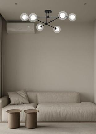 Чёрная современная люстра на 6 ламп (52-x100f-6 bk+clwh)2 фото