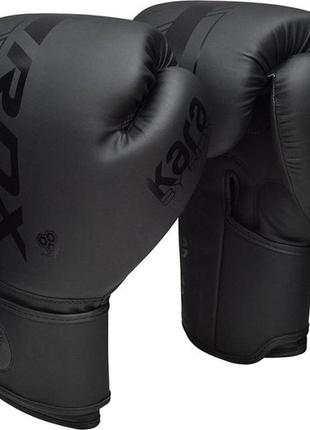 Боксерские перчатки rdx f6 чёрные 12 унций (340г.) для спортсменов 60-80 кг + капа