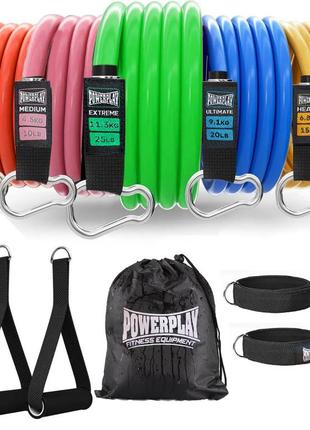 Набір трубчастих еспандерів powerplay pp-4102 expander set 5шт. (до 35 кг.)