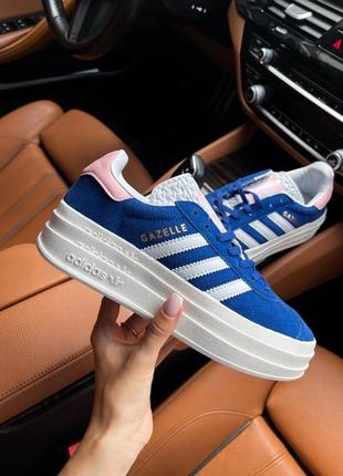 Синие женские кеды на платформе adidas gazelle bolt распродаж уценка