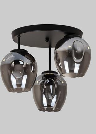 Чорна стельова люстра з графітовими молекулами на 3 лампи (56-hpr0231f-3 bk+bk 300)