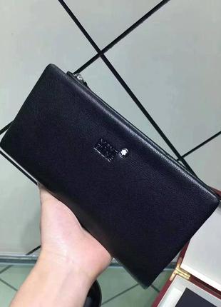 Мужской кошелек montblanc черный клатч на подарок