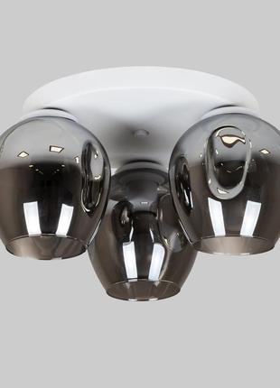 Біла стельова люстра з графітовими молекулами на 3 лампи (56-xpr0231f-3 wh+bk 300)