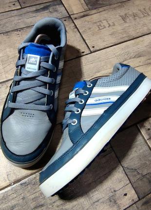 Чоловічі демічезоні шкіряні кросівки adidas в сіро-синьлму кольорі розмір 43.5