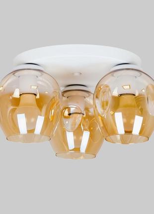 Біла стельова люстра з кавовими молекулами на 3 лампи (56-xpr0231f-3 wh+br 300)