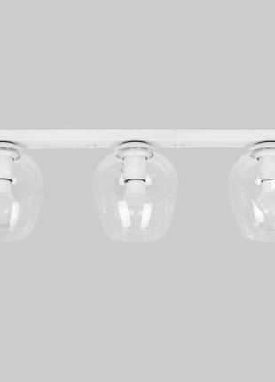 Біла стельова люстра з прозорими молекулами на 3 лампи (56-xpr0231f-3 wh+cl 500)