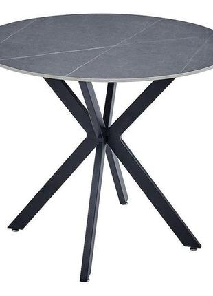 Стіл обідній talia 💛 сірий (ефект мармуру) + чорний д.90