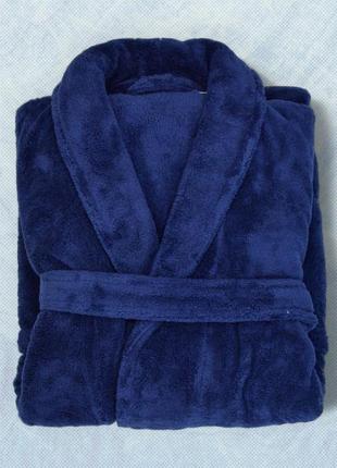 Халат для сауни чоловічий теплий гарної якості модний, чоловічий флісовий халат з капюшоном на запах kayra x3 синій m3 фото