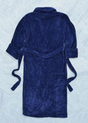 Халат для сауни чоловічий теплий гарної якості модний, чоловічий флісовий халат з капюшоном на запах kayra x3 синій m2 фото