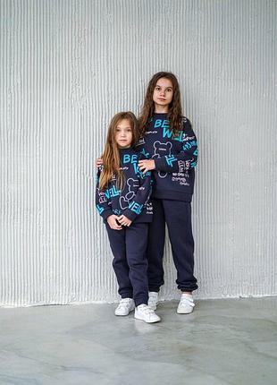 ‼️не кошлатиться‼️теплий костюм на флісі для дівчинки тринитка пеньє, підлітковий костюм на осінь-зиму, 7707