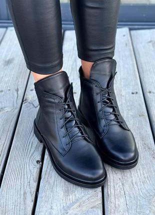 Чорні класичні натуральні шкіряні осінні черевики ботінки оксфорди 36-40