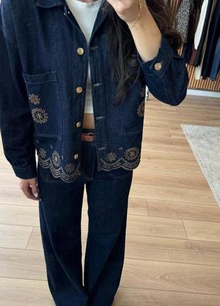 Джинсовка сорочка піджак з орнаментом