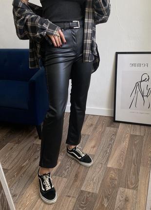 Прямі штани брюки труби з екошкіри zara / прямые брюки трубы с экокожи зара / кожаные штаны / шкіряні брюки